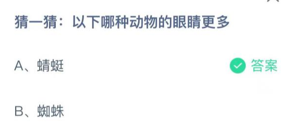 哪种动物的眼睛更多?蜻蜓还是蜘蛛?蚂蚁庄园答案新